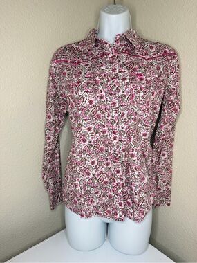 Cowgirl Hardware Girls XL 14/16 Pink Paisley Western Snap Shirt Rodeo